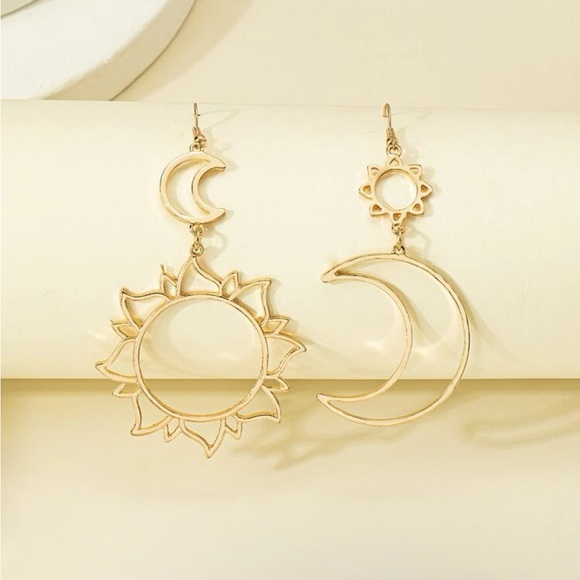 Boho Sun Moon Cut Out Elegant Gold Sliver Black - Picture 7 of 11